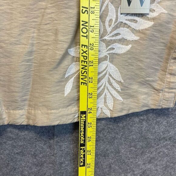 NWT WORTHINGTON Tops Women’s Large Tan Linen Blend Sleeveless Embroidered Blouse - Picture 8 of 15